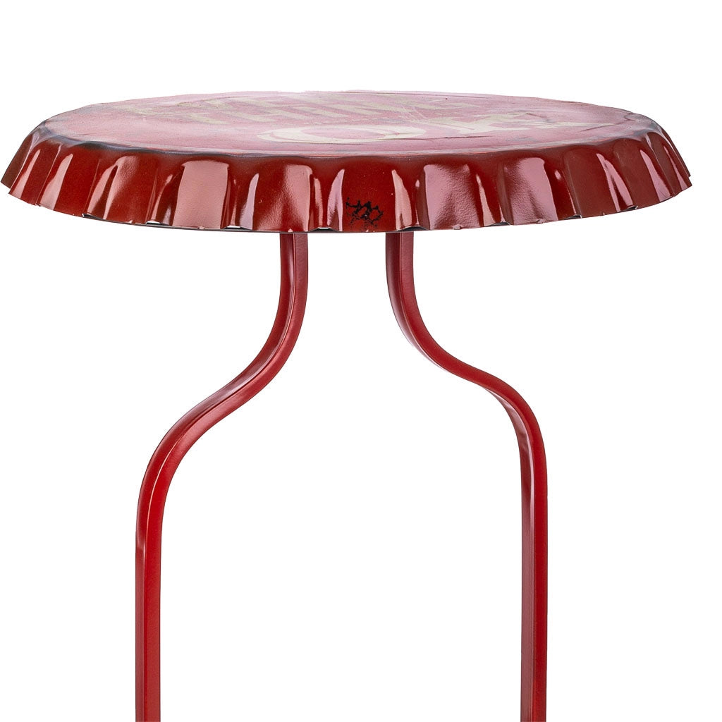 Tavolo portabottiglie in metallo rosso 42x42x60h