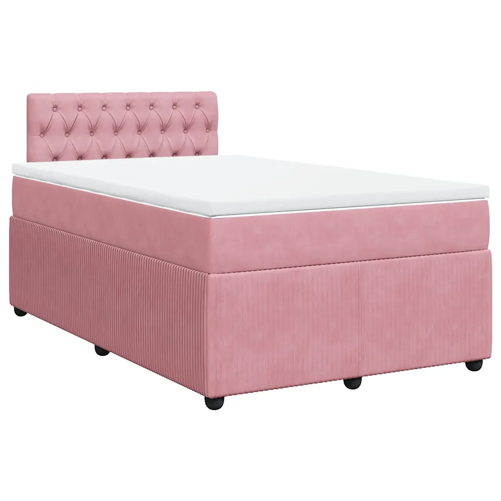 Giroletto a Molle con Materasso Rosa 120x200 cm in Velluto