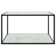 Tavolino da Salotto Nero con Vetro Marmo Bianco 90x90x50 cm 322913
