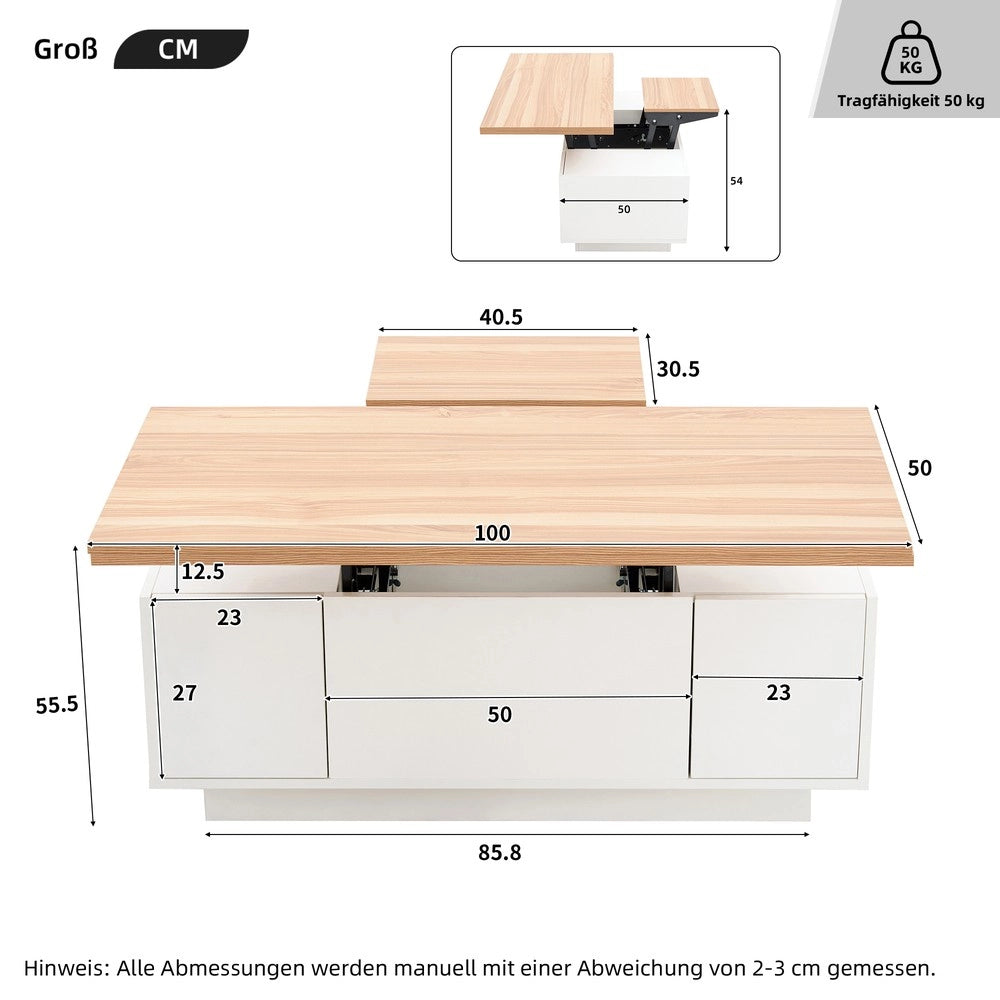 Tavolino da Caff¨¨ con Doppio Piano Sollevabile e Vano Contenitore ¨C MINIMAL ¨C Design Moderno