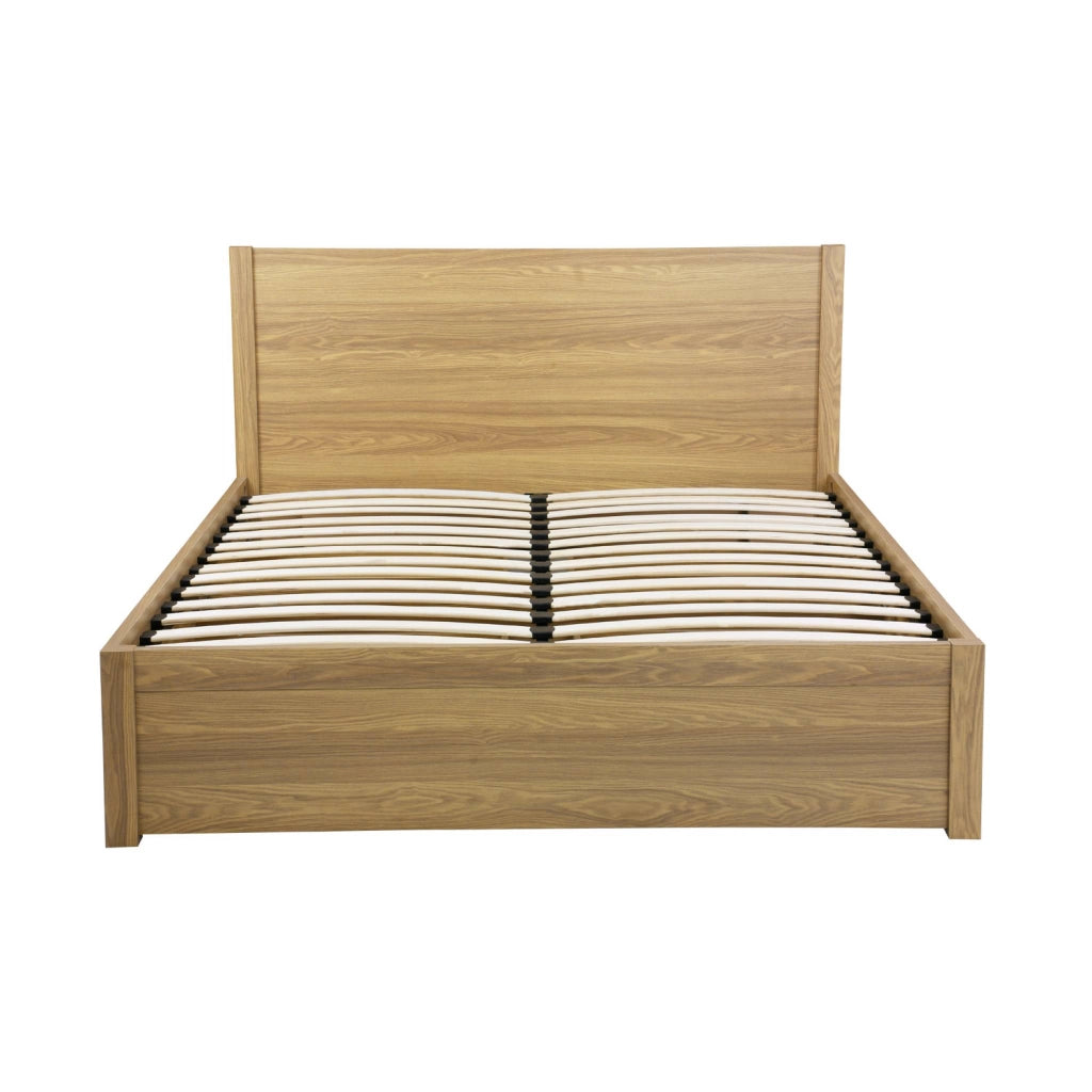 Letto con rete a doghe e testiera 160x200cm + 4 cassetti, marrone