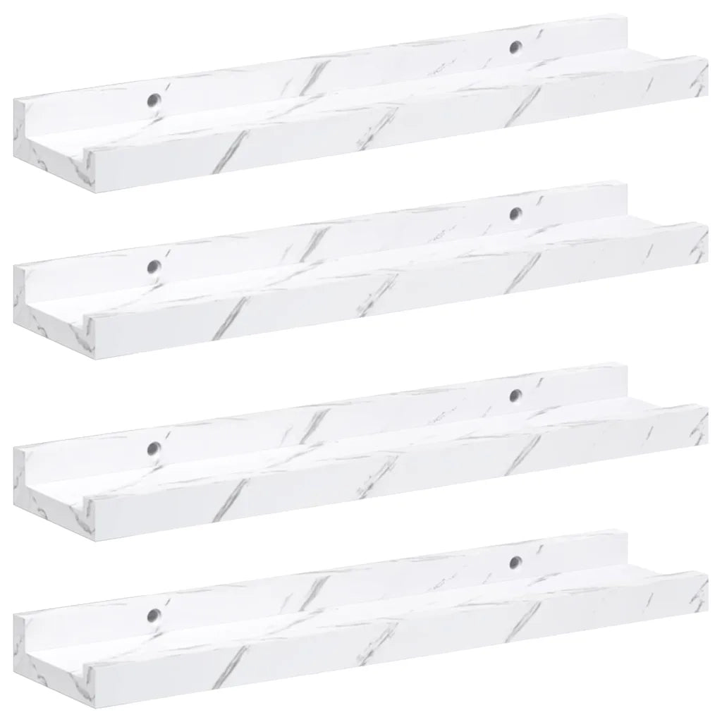 Scaffale da parete 4 pcs Marmo Bianco 40 x 9 x 3 cm 42020026