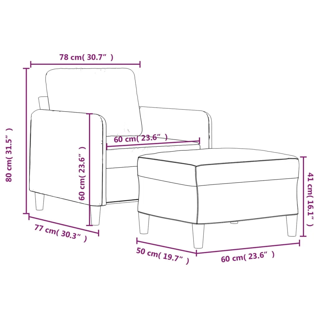Divano Sedia-Poltrona con Poggiapiedi Grigio Scuro 60 cm in Tessuto 862857
