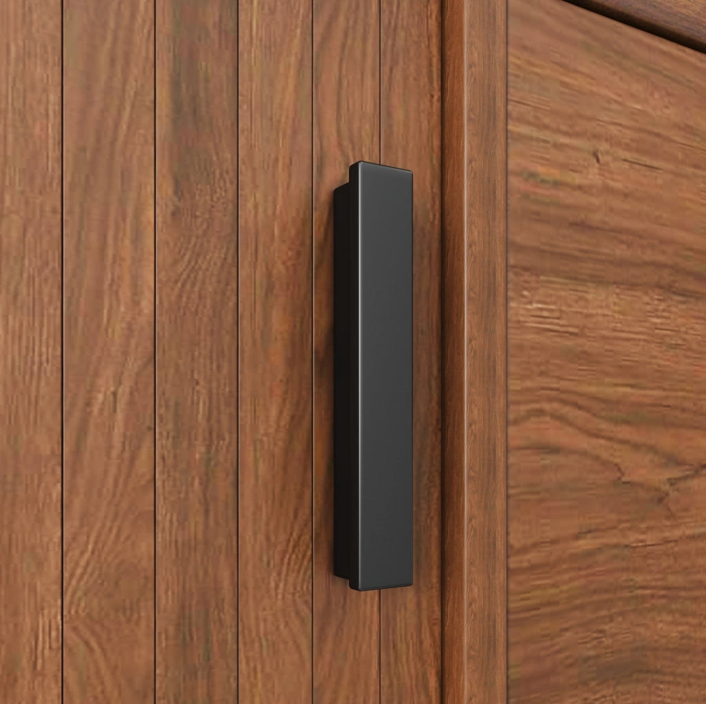 Credenza a 2 livelli con ante scorrevoli e cassetto, noce