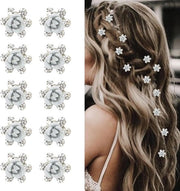 Mini-spille per capelli 10 pezzi con pietre bianche e rose - accessori per la sposina - decorativo per la pettinatura - accessori per la moda dei capelli
