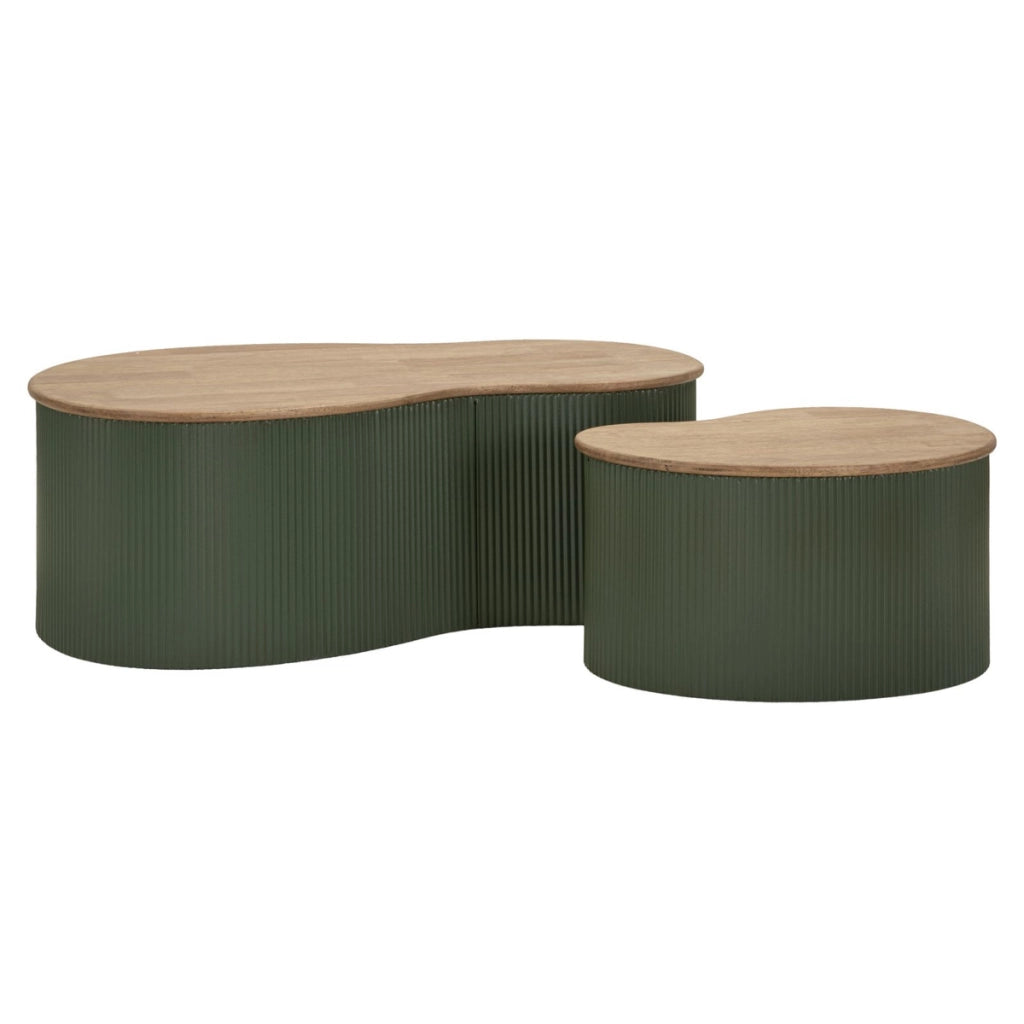 Set di Tavolini VKH1119, Verde, Legno, 87x53x32 cm