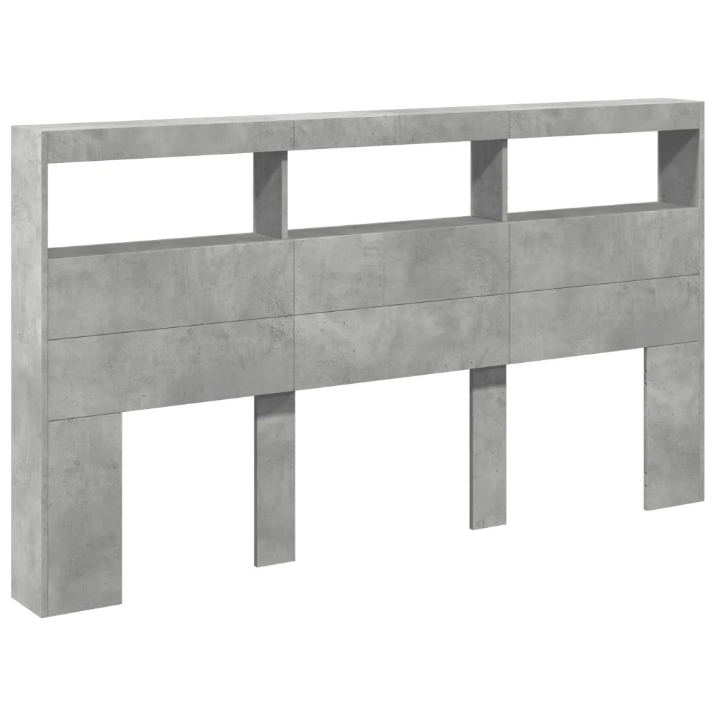 Testiera con Contenitore a LED Grigio Cemento 180x17x102 cm 839213