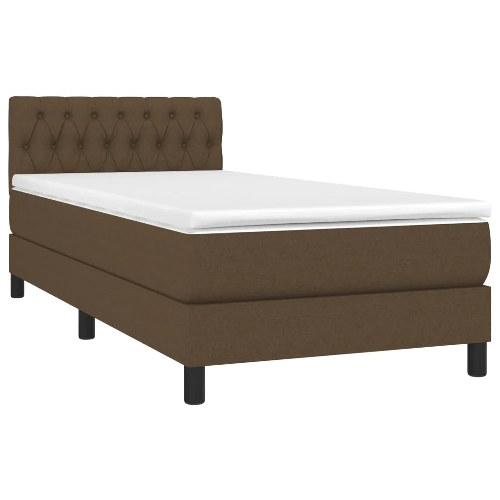 Letto a Molle Materasso e LED Marrone Scuro 90x190cm in Tessuto cod mxl 35560