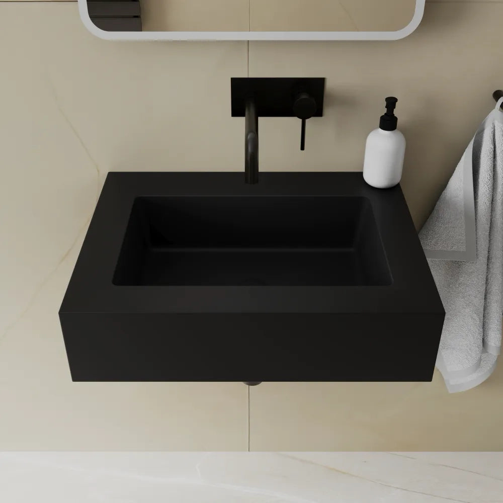Lavabo sospeso in marmoresina 70cm nero opaco | Koro