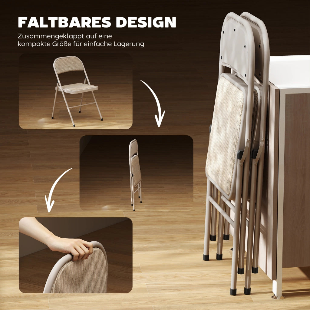 Set 2 Sedie Pieghevoli ¨C Minimal ¨C Beige, Leggero, Metallo