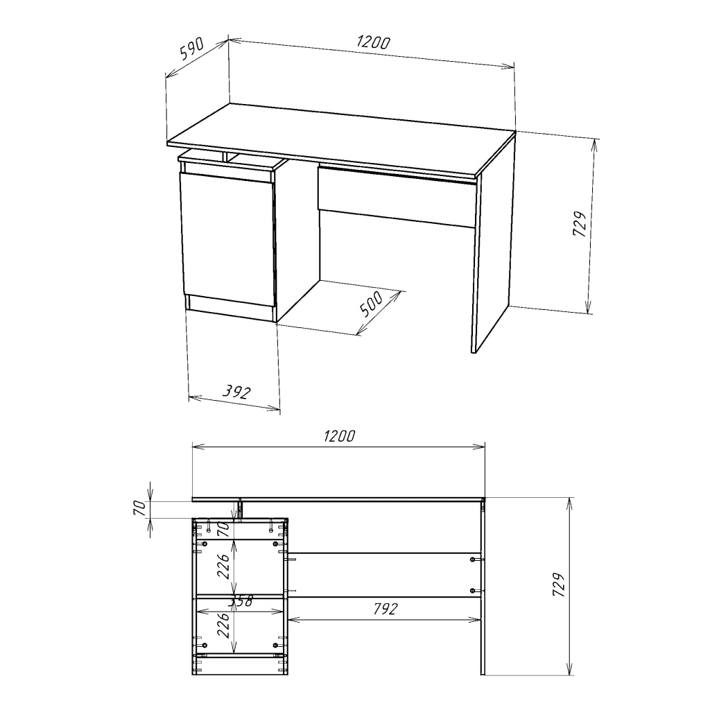 Scrivania SOLA - Capiente - Chiuso - Quercia Sonoma - Larghezza 120 cm, Altezza 73 cm, Profondit? 59 cm