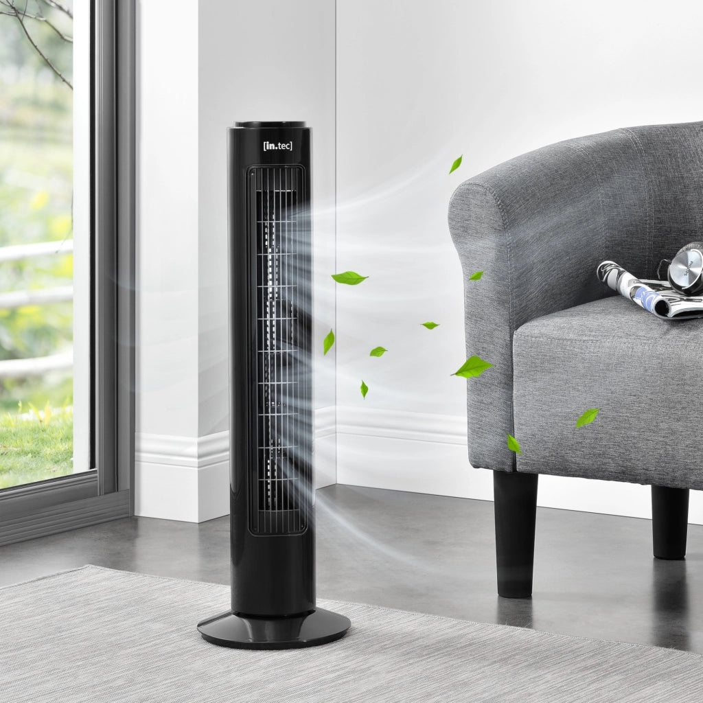 Ventilatore a Torre 73 cm Silenzioso con 3 Velocitá Modalitá Oscillante Motore da 50W - Nero