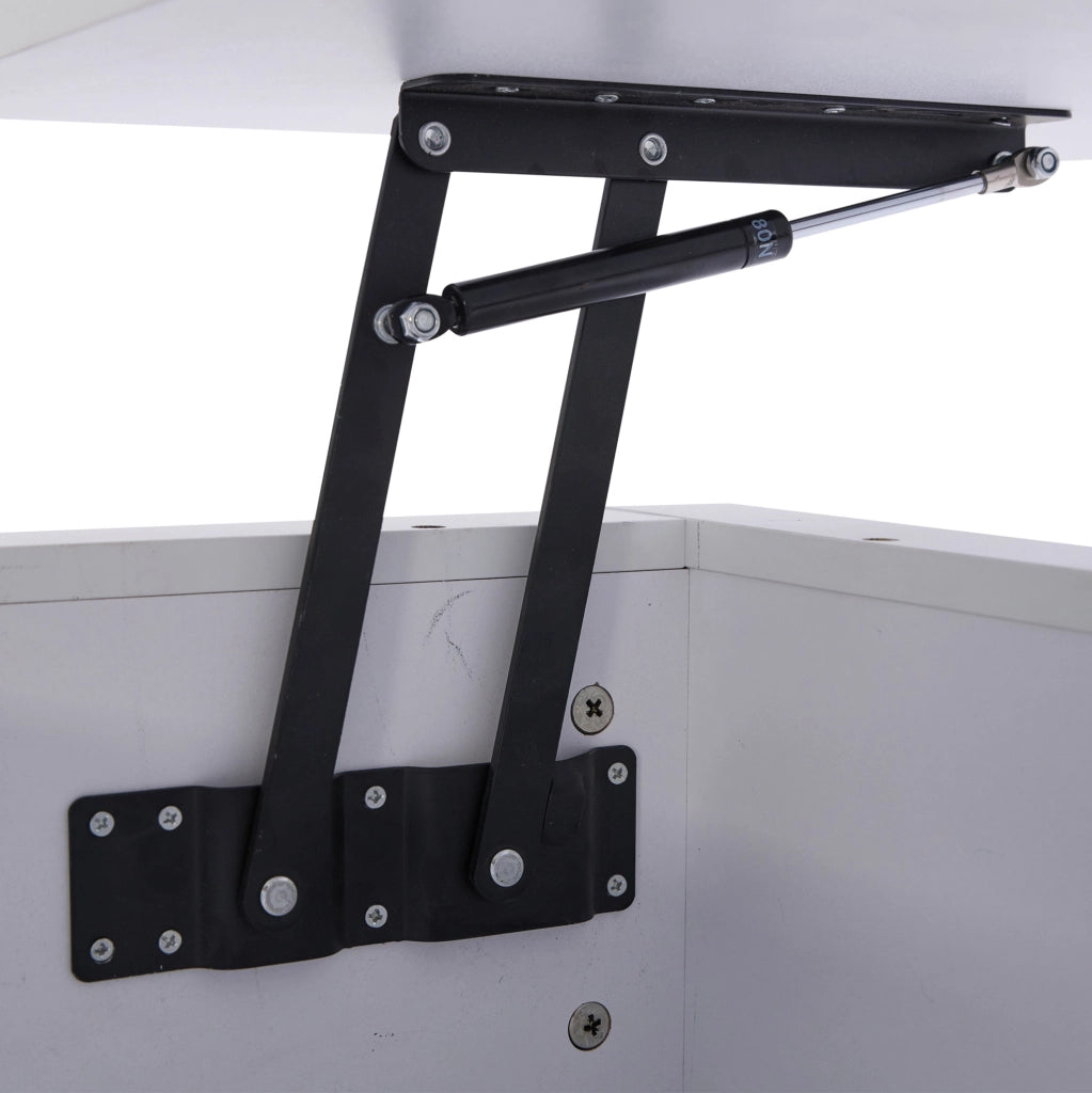 Tavolino da caffè 90x55x41 cm; illuminazione LED e 4 cassetti; truciolare bianco