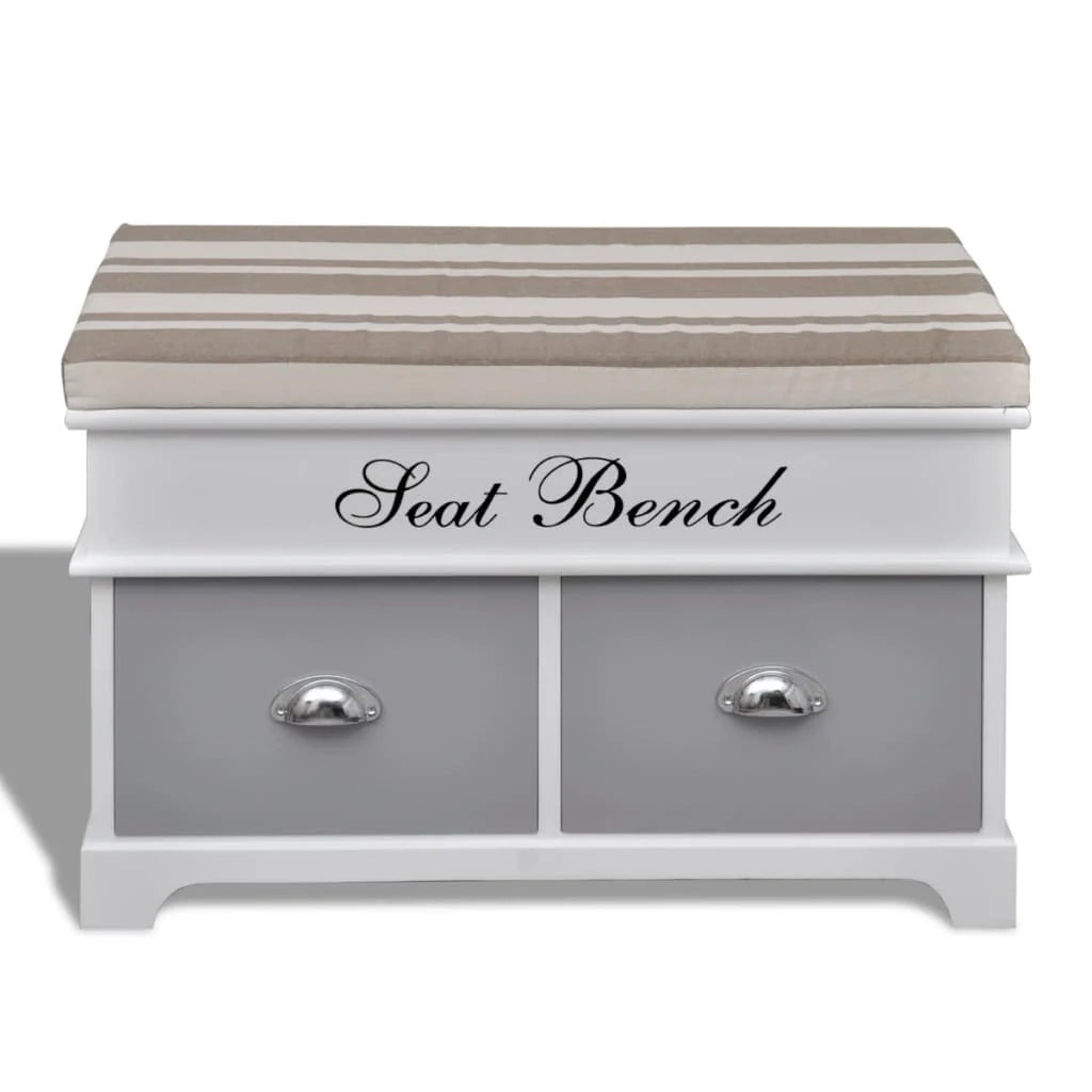 Panca da ingresso con contenitore cuscino grigio 2 cassetti bianchi 02_0021241