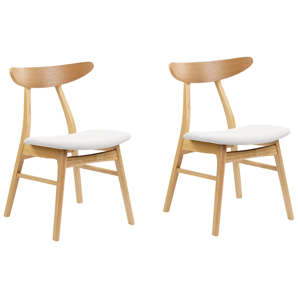 Set di 2 sedie da pranzo in tessuto di poliestere grigio struttura in legno scuro design rustico senza braccioli