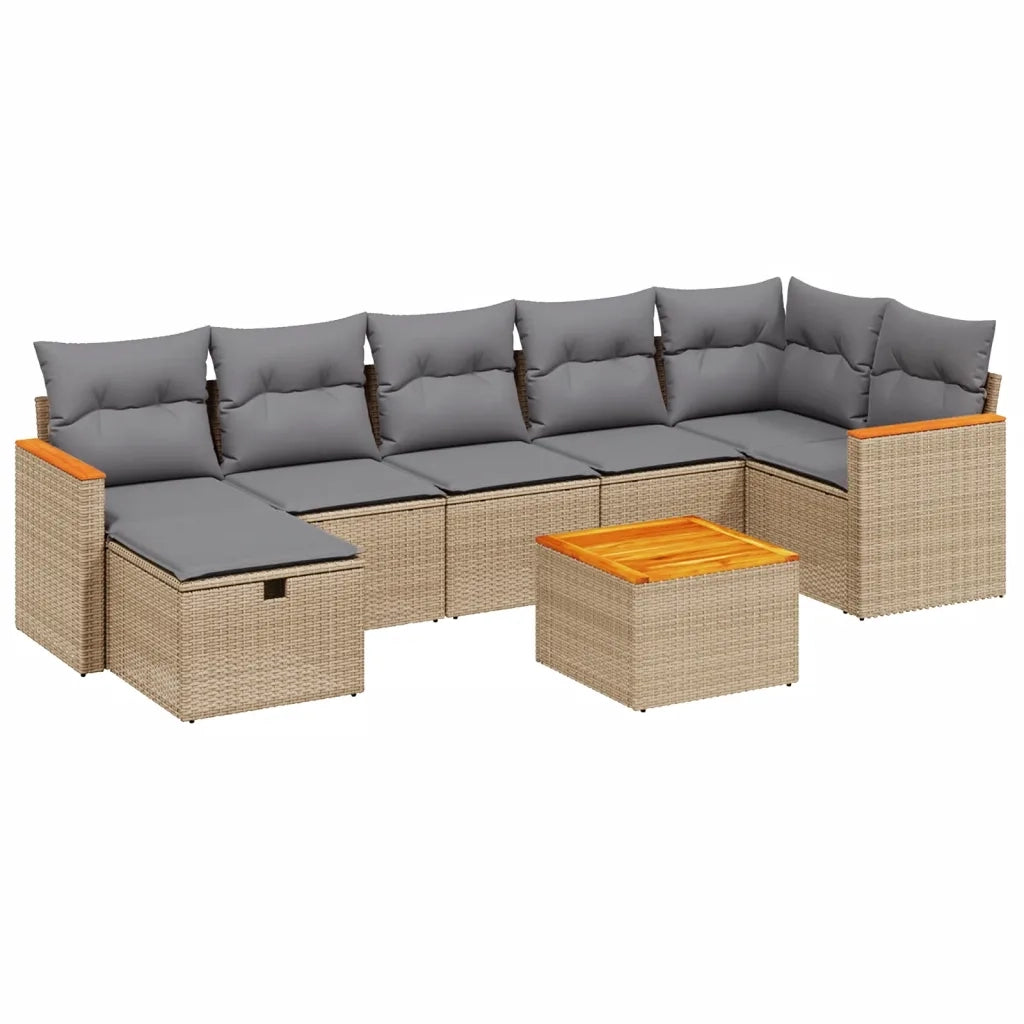 Set Divano da Giardino 8 pz con Cuscini Beige Misto Polyrattancod mxl 113764