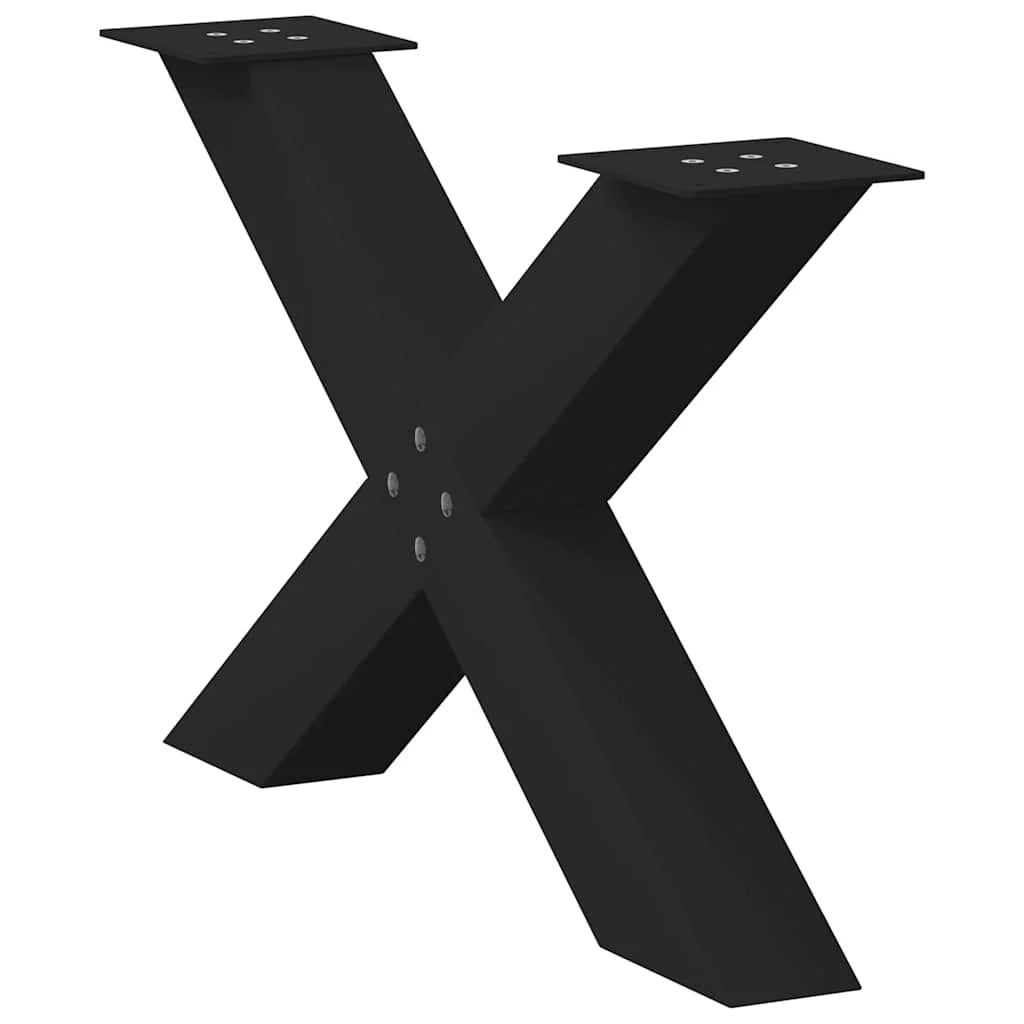 Set di 2 gambe per tavolino da caffè robuste ed eleganti a forma di X 70 x 43 cm stile moderno acciaio nero 02_0057236