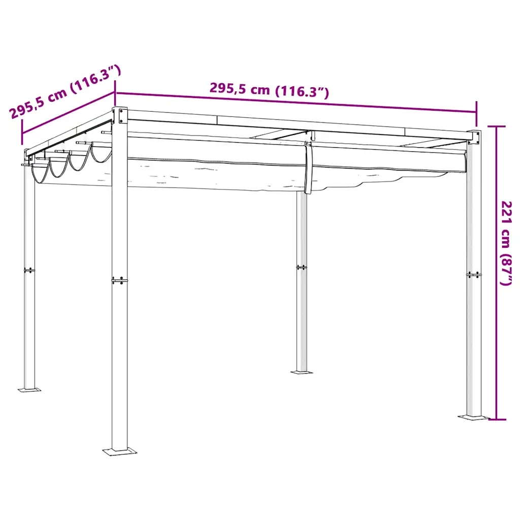 vidaXL Gazebo da Giardino con Tetto Retrattile Crema 3x3m in Acciaio