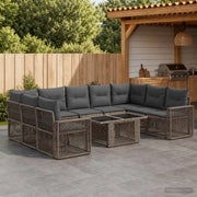 Set Divano da Giardino 10 pz Grigio e Grigio Scuro polyrattan 3436838