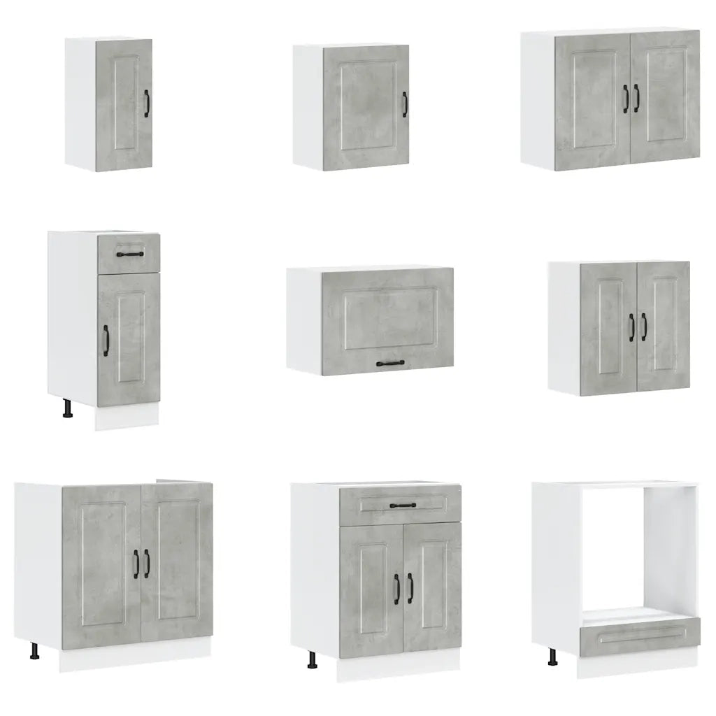 Set Mobili da Cucina 14 pz Kalmar Grigio Cemento in Truciolato 3314975