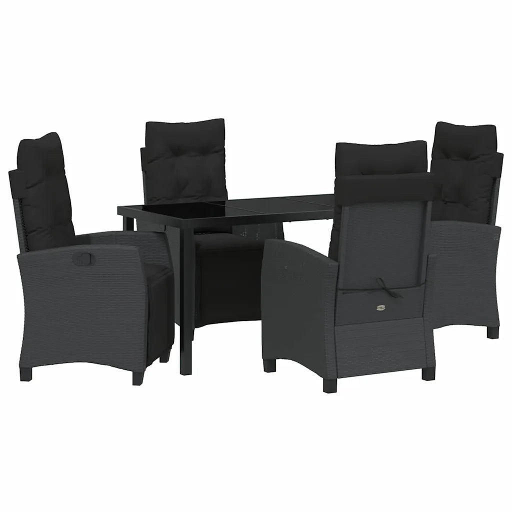 Set da Pranzo per Giardino con cuscino 5 pcs Nero polyrattan 3380423