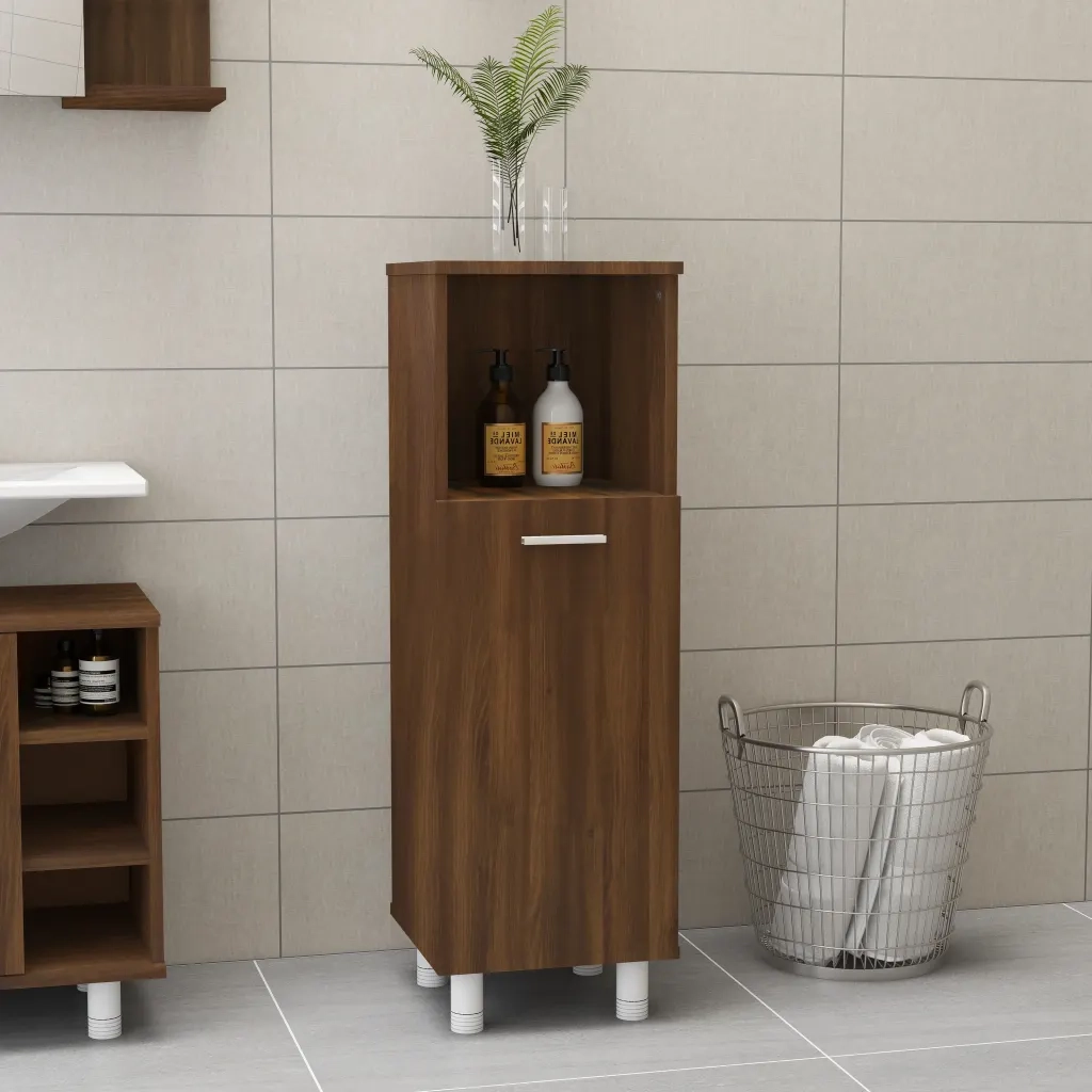 Armadietto Bagno Rovere Marrone 30x30x95cm in Legno Multistrato cod mxl 6979