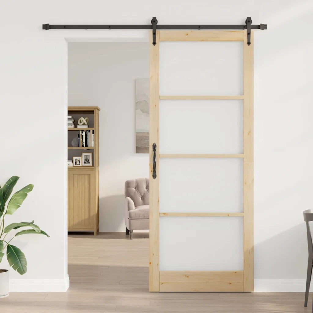 Porta Scorrevole Marrone 93 x 232 cm Legno e metallo 3332403