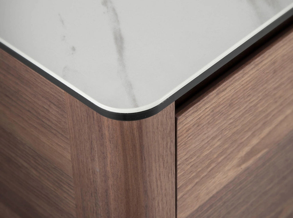 Credenza in noce con piano in marmo porcellanato