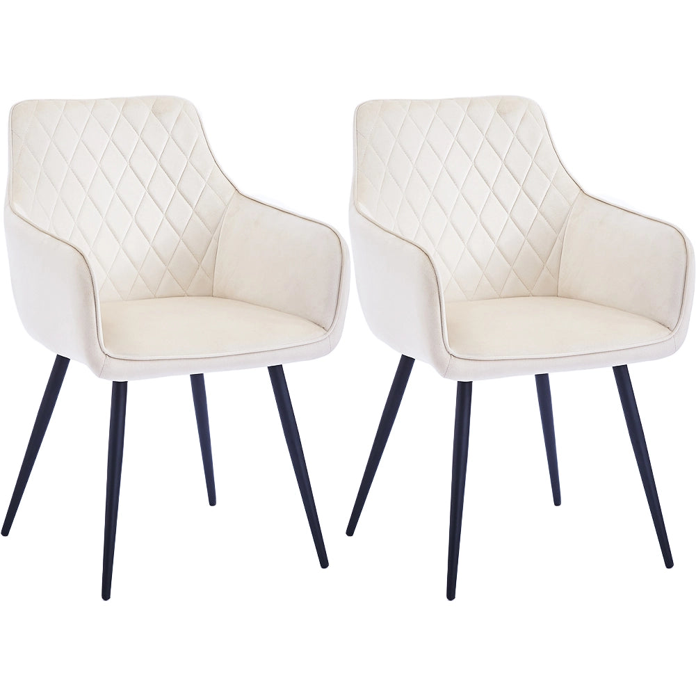 Set 2 Sedie da Pranzo in Velluto Beige Ergonomica Poltrona Sedia da Ufficio Casa