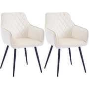 Set 2 Sedie da Pranzo in Velluto Beige Ergonomica Poltrona Sedia da Ufficio Casa