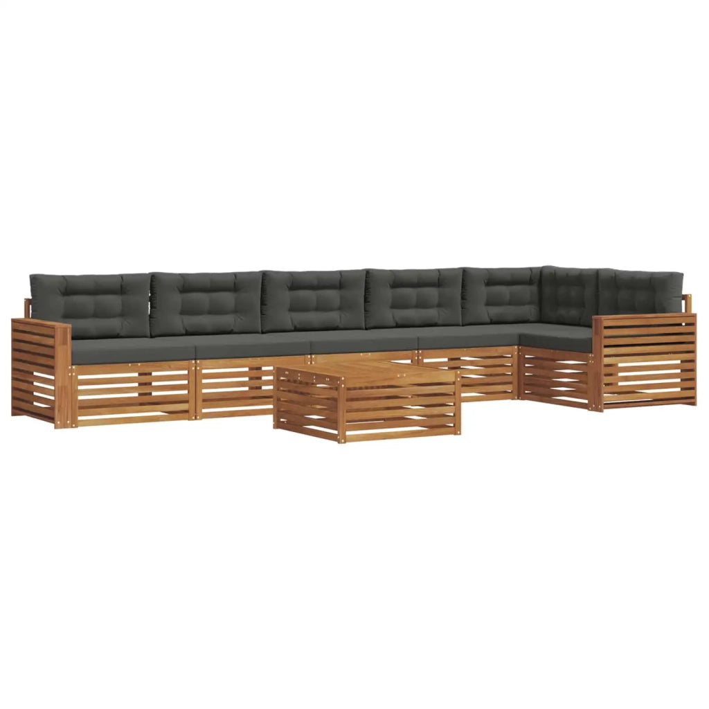 Set di divani da esterno con cuscino 7 pcs Naturale e Antracite