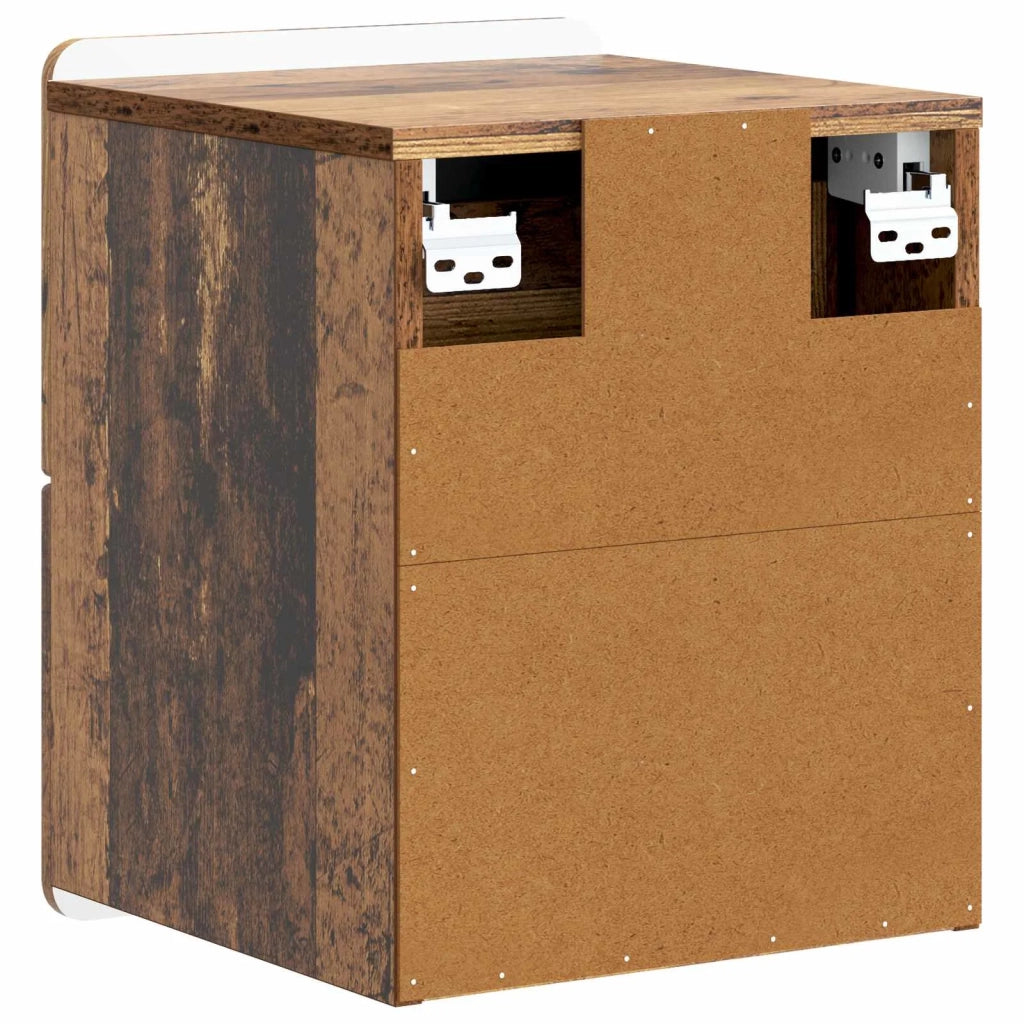 Mobiletto da notte a muro 2 pcs Legno antico 33 x 34,5 x 43 cm 898312
