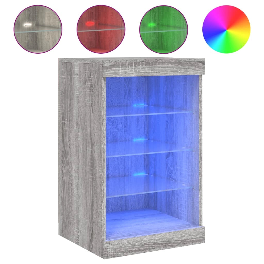 Buffet credenza cassettiera armadio mobile contenitore organizer per cucina soggiorno salotto con luci LED Sonoma 41 x 37 x 67 cm grigio 02_0030075