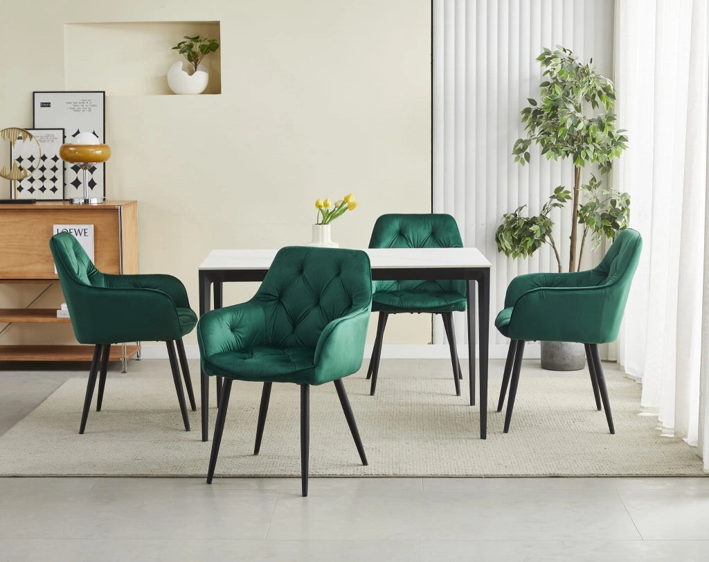 Sedia VALORA LUKK - Velluto verde scuro per soggiorno, cucina, sala da pranzo
