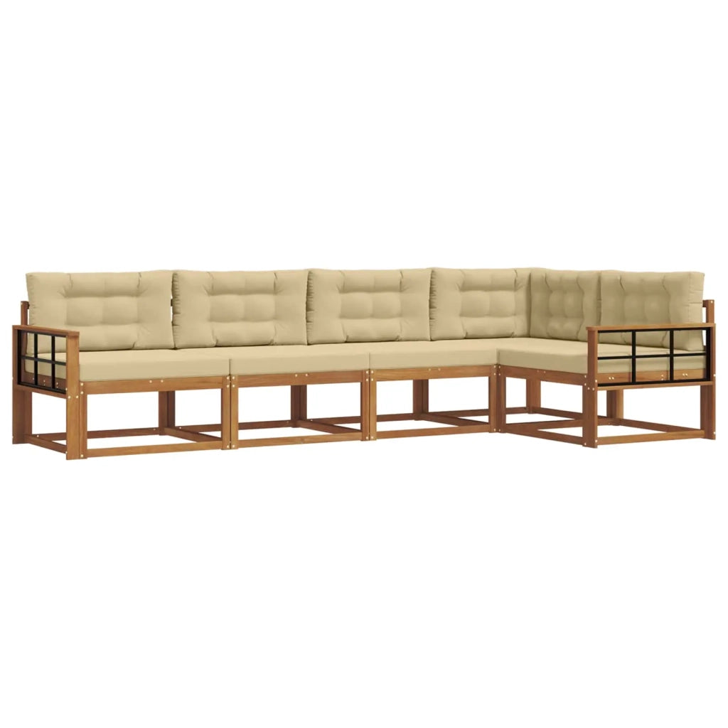 Set di divani da esterno con cuscino 5 pcs Naturale e Beige 3367591