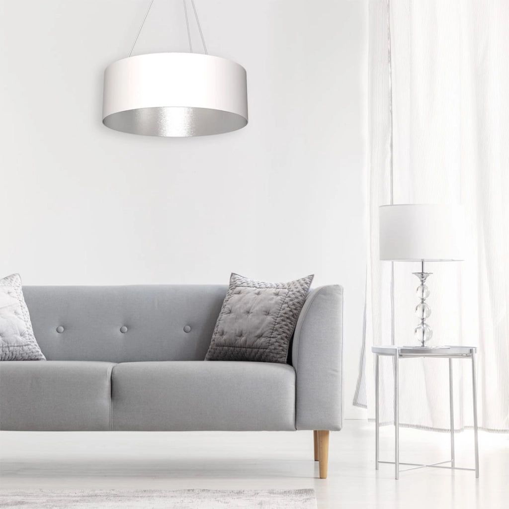 Lampadario a sospensione Milagro Robin 3xE27 bianco argento