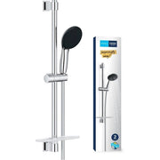 Set doccia con soffione a 2 getti, asta 60 cm, flessibile e mensola - GROHE Vitalio Start 110 26952001 - Risparmio idrico - Cromo