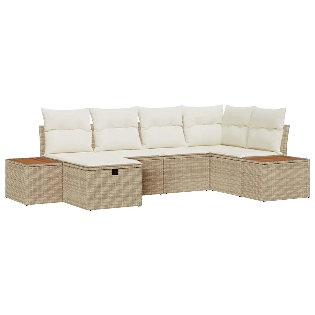 Set Divano da Giardino con cuscino 6 pcs Beige polyrattan