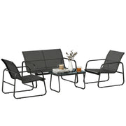 Set giardino 4 pezzi con divano, poltrone e tavolino ¨C zephmum ¨C grigio scuro e nero
