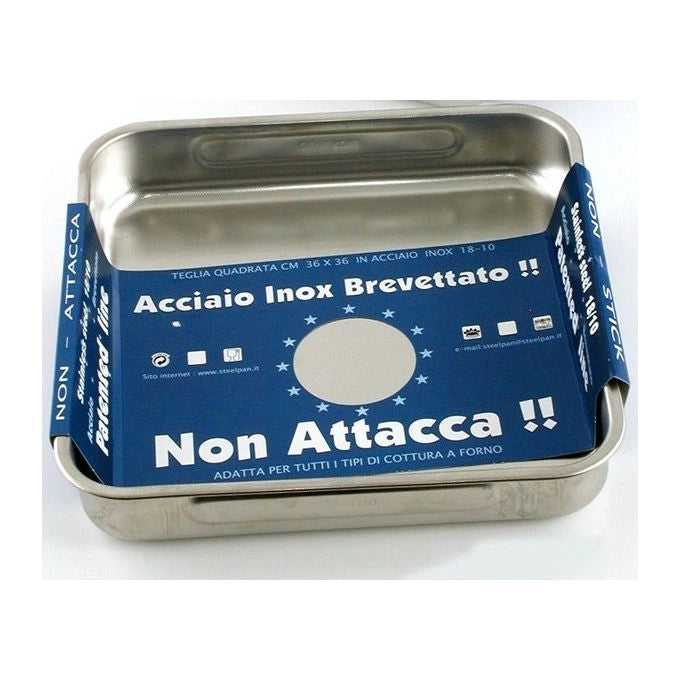 Teglia quadrata media antiaderente in acciaio inox 36x36