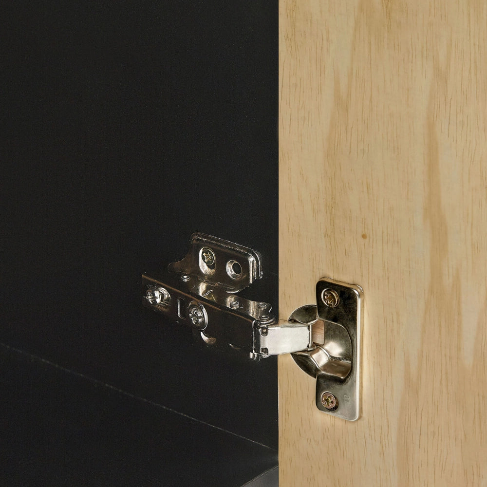 Supporto TV Struttura in MDF Anta in legno massiccio Porta in legno chiaro Contenitore in ferro Gambe moderne