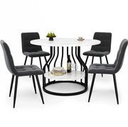 Set da pranzo 5 pezzi， tavolo 80 cm in MDF effetto marmo nero e grigio