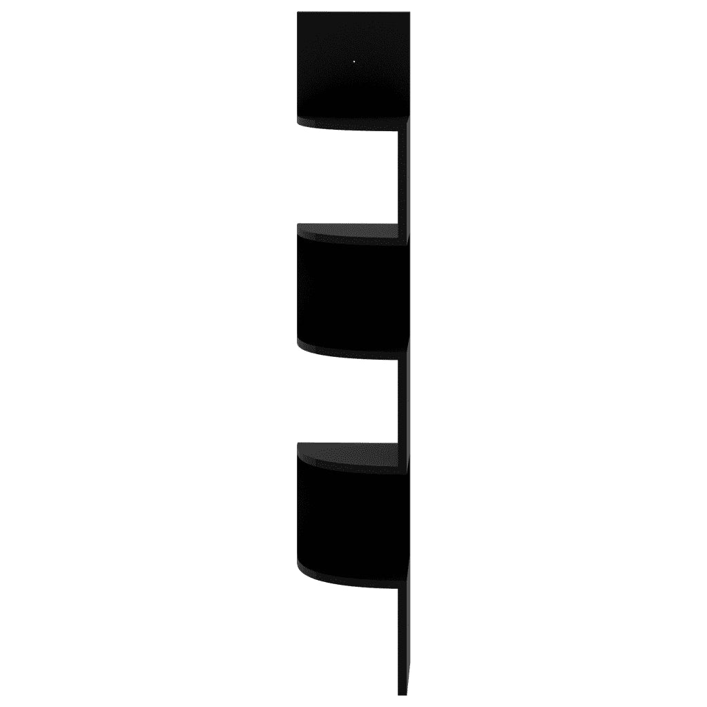Scaffale Angolare a Muro Nero Lucido 19x19x123 cm Multistrato 326838