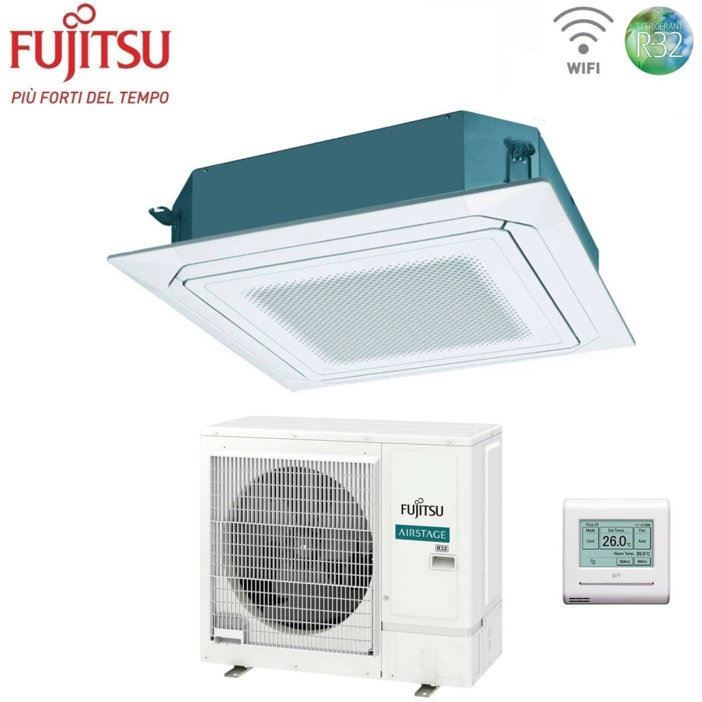 Condizionatore a Cassetta Fujitsu KR Eco Circular Flow White 36000 Btu AUXG36KRLB Trifase R-32 Wi-Fi Optional con Griglia e Filocomando