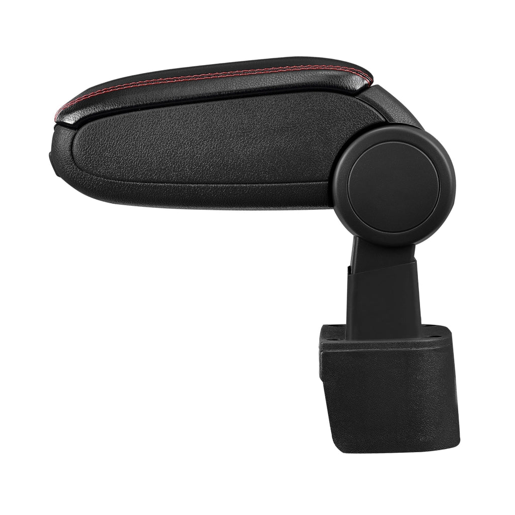 [pro.tec] Bracciolo centrale - Poggiabraccio con vano portaoggetti - imbottito - in similpelle - nero con cucitura rossa - Nissan Micra / 3. generazione (K12)