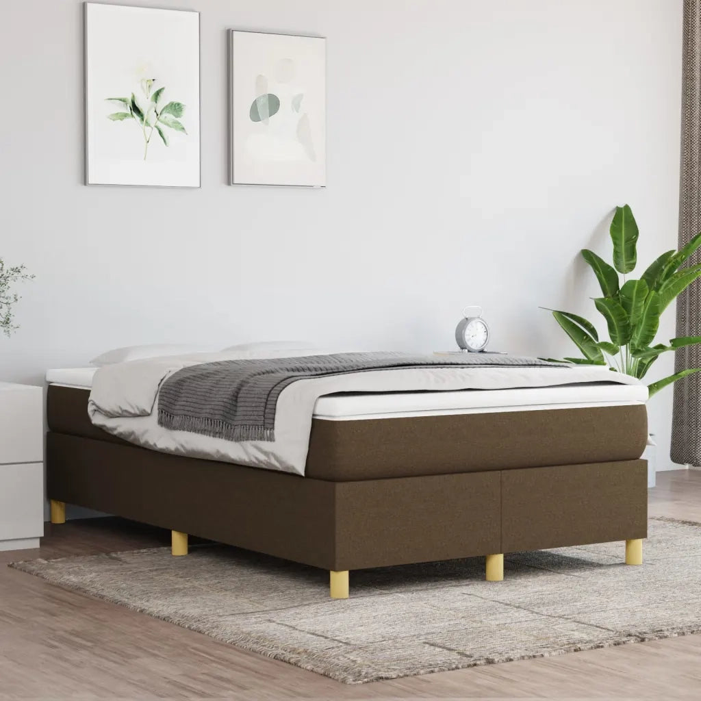 Struttura Letto a Rete a Molle-Giroletto Marrone Scuro 120x200 cm Tessuto 219922