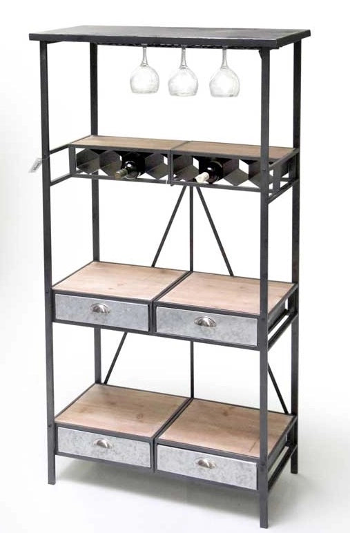 INDUSTRIAL SCAFFALE CANTINETTA PIEGHEVOLE IN METALLO E LEGNO 89X42X175CM