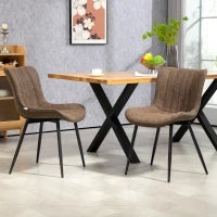 Set di 2 Sedie da Pranzo Imbottite, Design Moderno, Marrone
