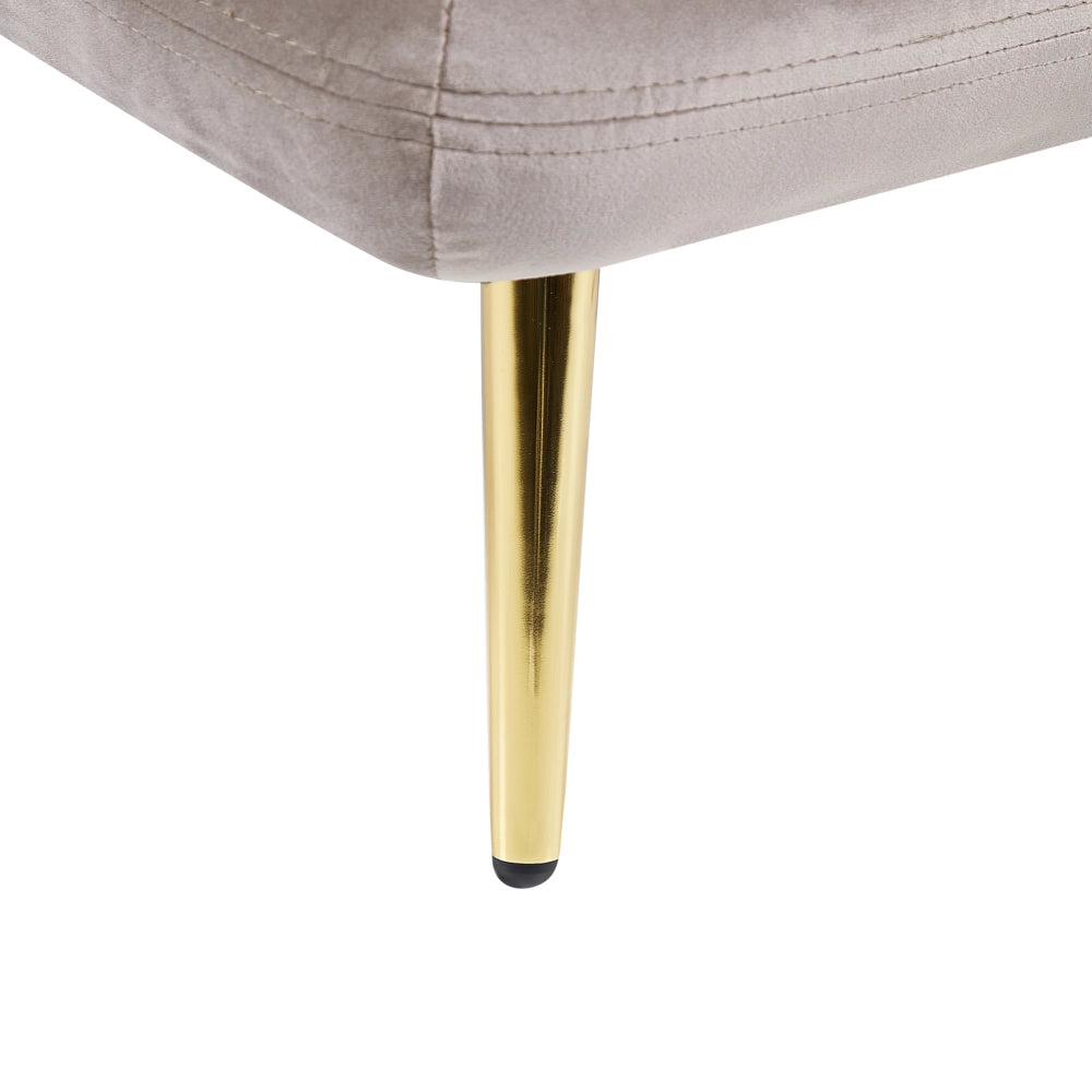 Chaise longue Beige e Grigio Velluto Mano Destra Tufted Abbottonato Spessamente Imbottito con Cuscini Mano Sinistra Mobili Soggiorno