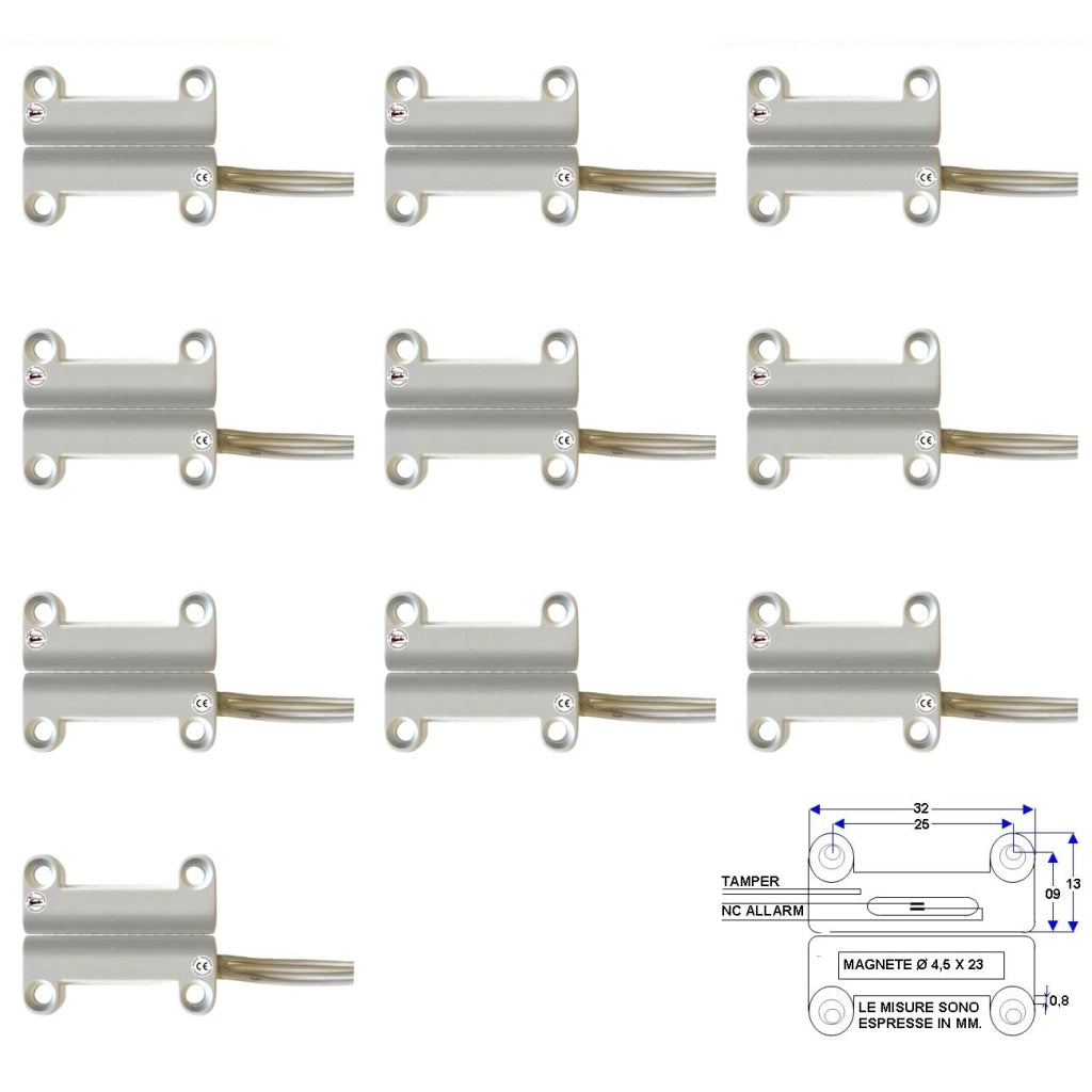 10 CONTATTI MAGNETICI A MATTONCINO DA ESTERNO NC Securvera ST-400DSMBFTD